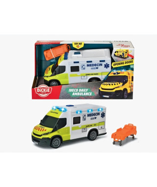 Ambulance Samu - Dickie - IVECO Daily - Roue libre - Effets sonores et lumineux