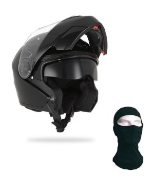 STORMER Casque  Modulable Turn Noir Verni + Cagoule