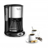 MOULINEX Cafetiere filtre, Programmation 24 heures, Capacité de 1,25 L, 10 a 15 tasses, Anti-gouttes, Subito noir/inox FG362810