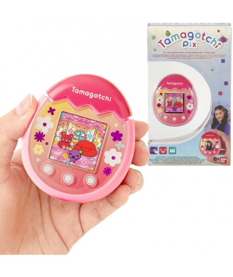 Tamagotchi PIX rose - BANDAI - Ecran couleur, appareil photo, 17 jeux