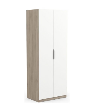 Armoire GHOST - Décor chene kronberg et blanc mat - 2 Portes - L.79,4 x P.51,1 x H. 203 cm - DEMEYERE