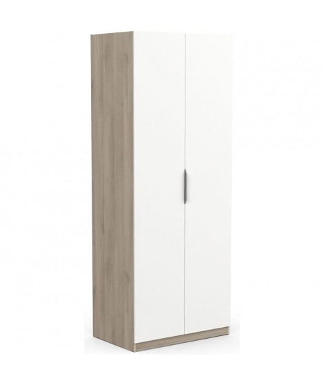 Armoire GHOST - Décor chene kronberg et blanc mat - 2 Portes - L.79,4 x P.51,1 x H. 203 cm - DEMEYERE