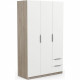 Armoire GHOST - Décor chene kronberg et blanc mat - 3 Portes + 2 Tiroirs - L.119,4 x P.51,1 x H.203 cm - DEMEYERE