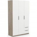 Armoire GHOST - Décor chene kronberg et blanc mat - 3 Portes + 2 Tiroirs - L.119,4 x P.51,1 x H.203 cm - DEMEYERE