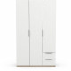 Armoire GHOST - Décor chene kronberg et blanc mat - 3 Portes + 2 Tiroirs - L.119,4 x P.51,1 x H.203 cm - DEMEYERE