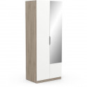 Armoire GHOST - Décor chene kronberg et blanc mat - 2 Portes + 1 miroir - L.79,4 x P.51,1 x H. 203 cm - DEMEYERE