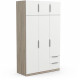 Armoire GHOST - Décor chene kronberg et blanc mat - 6 Portes + 2 Tiroirs - L.119,4 x P.51,1 x H.203 cm - DEMEYERE