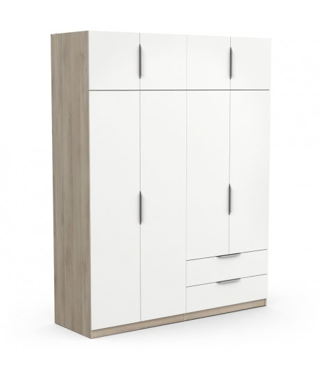 Armoire GHOST - Décor chene kronberg et blanc mat - 8 Portes + 2 Tiroirs - L.157,3 x P.51,1 x H.203 cm - DEMEYERE