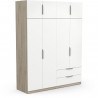 Armoire GHOST - Décor chene kronberg et blanc mat - 8 Portes + 2 Tiroirs - L.157,3 x P.51,1 x H.203 cm - DEMEYERE