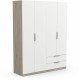 Armoire GHOST - Décor chene kronberg et blanc mat - 4 Portes + 2 Tiroirs - L.157,3 x P.51,1 x H.203 cm - DEMEYERE