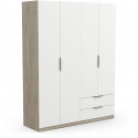 Armoire GHOST - Décor chene kronberg et blanc mat - 4 Portes + 2 Tiroirs - L.157,3 x P.51,1 x H.203 cm - DEMEYERE