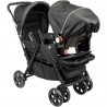 BAMBISOL -Combiné poussette double & Gr0+ pour jumeaux des la naissance - 4 roues doubles  - Noir gris