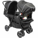 BAMBISOL -Combiné poussette double & Gr0+ pour jumeaux des la naissance - 4 roues doubles  - Noir gris