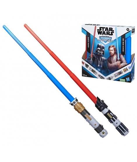 Star Wars Lightsaber Forge Dark Vador contre Obi-Wan Kenobi, sabres laser rouge et bleu personnalisables, jouets des 4 ans