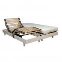 Ensemble relaxation TALCA matelas + sommiers électriques décor blanc satiné 2x80x200 - Mousse - 14 cm - Ferme