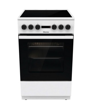 Cuisiniere vitrocéramique HISENSE- HEC5A10WG - 4 foyers - Four convection naturelle 68 L - 0,80 kWh - 50 cm