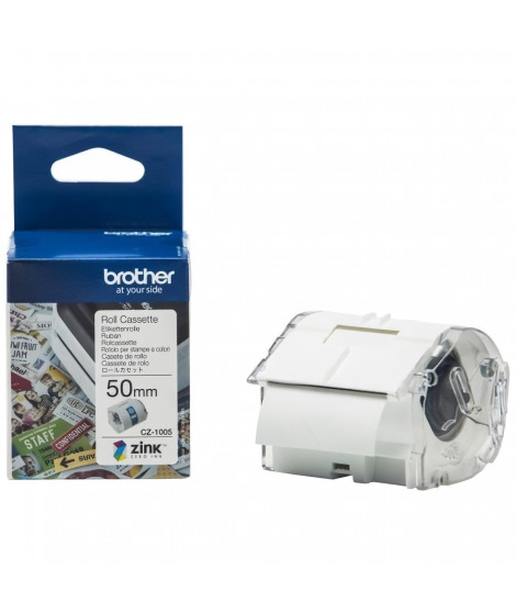 Ruban CZ-1005 - BROTHER - VC-500W - Zinc - Blanc - 1 rouleau(x)