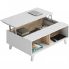 Table basse Relevable - Scandinave - Décor chene et blanc - L 100 x P68 x H 38 cm -  ZAIKEN