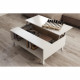 Table basse Relevable - Scandinave - Décor chene et blanc - L 100 x P68 x H 38 cm -  ZAIKEN