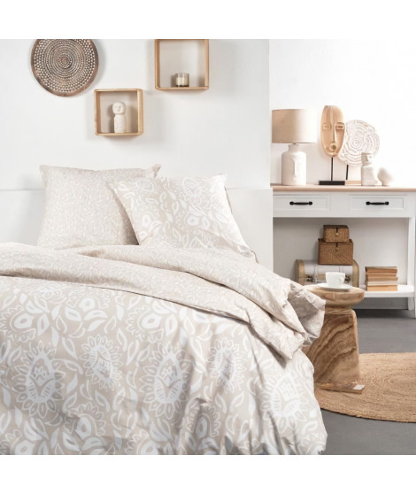 Parure de lit 220x240 cm TODAY Sunshine 11.55 - 2 personnes - 100% Coton imprimé beige