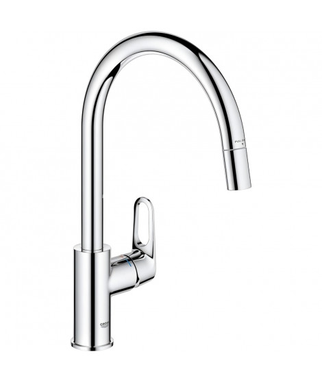 Robinet de cuisine - Chromé - Bec haut en C - Mousseur extractible - Rotation 360° - Limiteur de débit - GROHE Start Flow - 3…