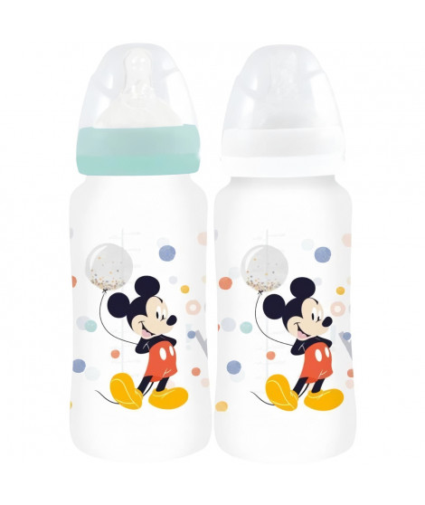 Lot de 2 biberons THERMOBABY MICKEY COOL - 360ml - Anti coliques - Débit 3 positions