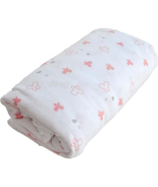 Drap housse imprimé Lapinou - Rose - 60 x 120 cm