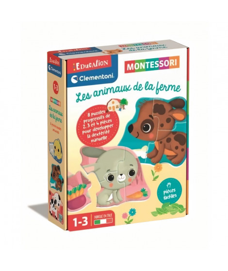 Clementoni - Jeu Educatif les animaux de la ferme - Montessori - 1 a 3 ans - Fabriqué en Italie