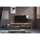 Meuble TV RAW - Décor chene et Steam Black - 1 abattant + 1 tiroir - 4 modulations au choix - L250 x H 50 x P 46.6 cm