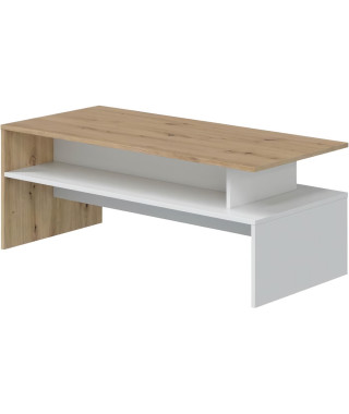 Table basse rectangulaire - Décor blanc et chene Nodi - L43 x P100 x H50 cm