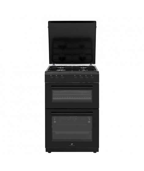 Cuisiniere gaz CONTINENTAL EDISON CEDF6060B1 -  4 feux - noir - L60 xP60 x H90 cm