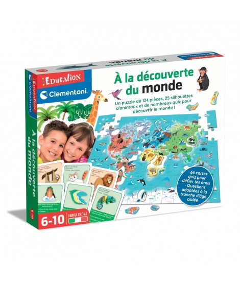 CLEMENTONI - PRESCHOOL GAMES - a la découverte du monde -52591. Dimensions : 37 x 28,1 x 5,5 CM