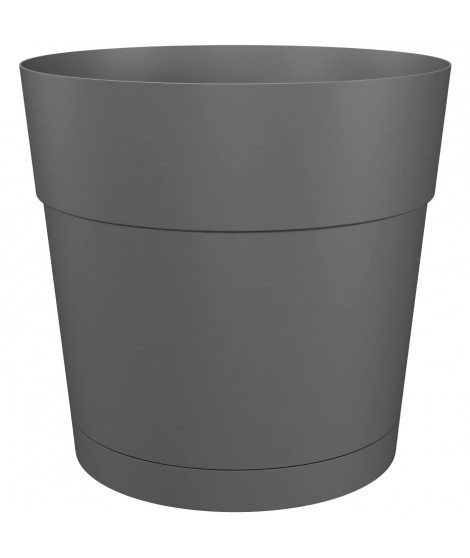 Pot a fleurs et plantes rond CAPRI LARGE - Plastique - Réservoir d'eau - diametre 40 cm - Anthracite - ARTEVASI