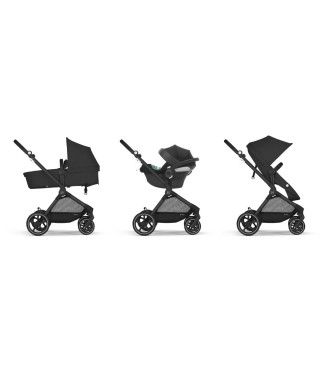 CYBEX Pack Poussette Trio EOS BLACK Moon Black : Poussette convertible 2en1 + Siege auto Aton B2 i-size + Hamac convertible N…