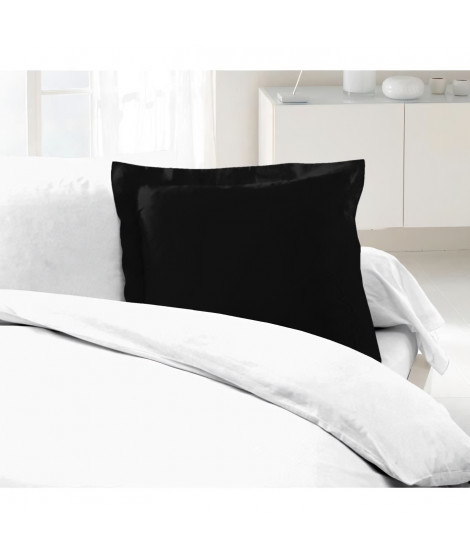 LOVELY HOME Lot de 2 Taies d'Oreillers 100% coton 63x63 cm - Noir