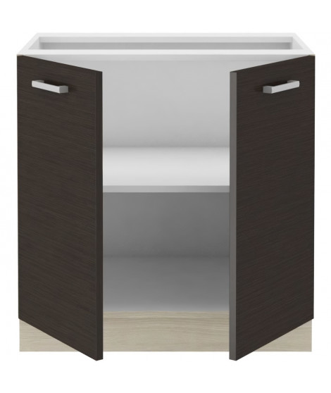 CHAMONIX Meuble bas 80 cm - 2 Portes battantes - Mélaminé - Décor chene - L 80 x P 52 x H 82 cm