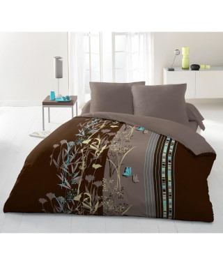 Parure de couette microfibre HOME PASSION PHILOSOPHIE - 1 housse de couette 240 x 260 cm + 2 taies d'oreiller 63 x 63 cm - Bleu