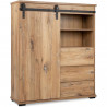 Buffet MANZANO - Décor Chene Flagstaff - 1 Porte coulissante + 3 tiroirs + 2 niches - L120 x H140 x P40 cm