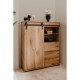 Buffet MANZANO - Décor Chene Flagstaff - 1 Porte coulissante + 3 tiroirs + 2 niches - L120 x H140 x P40 cm