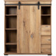 Buffet MANZANO - Décor Chene Flagstaff - 1 Porte coulissante + 3 tiroirs + 2 niches - L120 x H140 x P40 cm