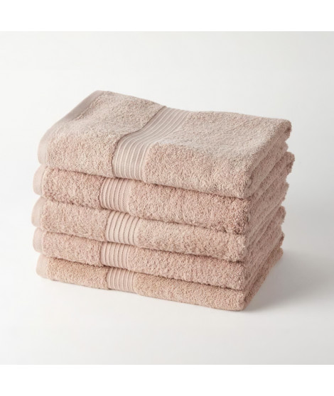 TODAY Essential - Lot de 5 draps de bain 70x130 cm 100% Coton coloris rose