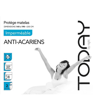 TODAY Protege Matelas / Alese Imperméable Anti-Acariens 140x190/200cm - 100% Coton