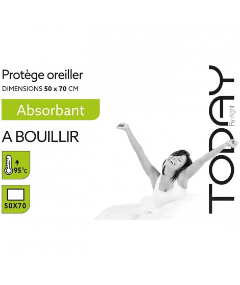 TODAY Protege Oreiller Absorbant a Bouillir 50x70cm - 100% Coton