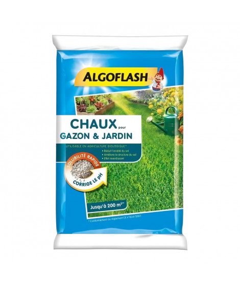 ALGOFLASH Chaux pour gazon et jardin - 10 kg