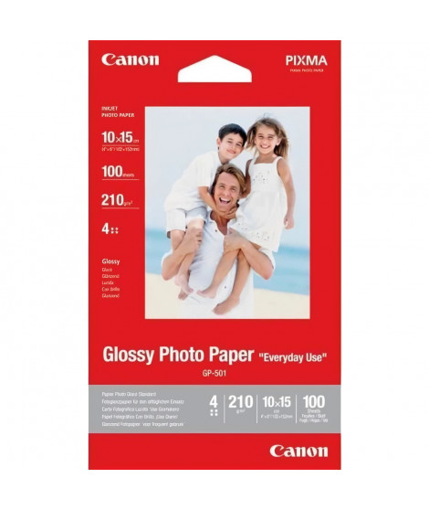 CANON Papier Photo 10x15cm GP-501 Glacé 210gr 100 Feuilles