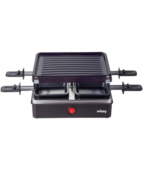 WEASY LUGA40 - Appareil a raclette et grill 4 personnes - 600W - Revetement anti-adhésif - 19,7x19,7cm - Plaque amovible