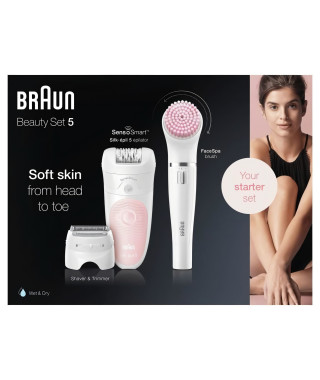 Braun, Epilateur Avec Tete Pivotante Smartlight SensoSmart, Avec Face spa 10 Micro, Kit Beauté SE 9975 KIT BEAUTE SE 5875