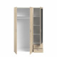 Armoire VARIA - Décor chene - 3 portes + miroir + 2 tiroirs - L 120 x H 185 x P 51 cm - PARISOT