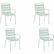 Lot de 4 fauteuils de jardin - Acier - Vert Céladon - Meuble de jardin - Métal - 4 personnes - 43 x 58 x 86 cm