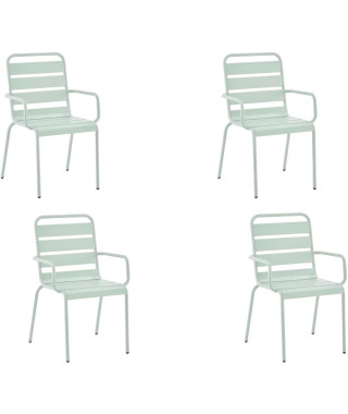 Lot de 4 fauteuils de jardin - Acier - Vert Céladon - Meuble de jardin - Métal - 4 personnes - 43 x 58 x 86 cm